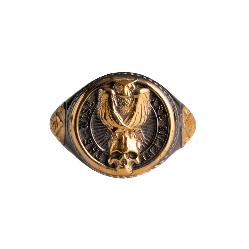 Owl Skull Relief Motif Ring