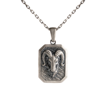 Detailed Ram Skull Necklace