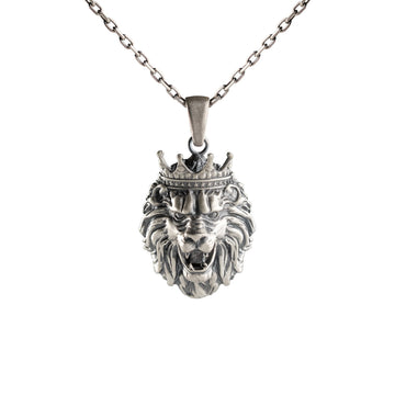 Crowned Roaring Lion Motif Necklace