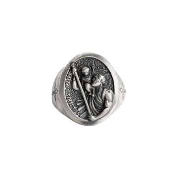 Saint Christopher Relief Signet Ring