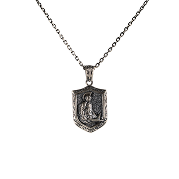 Spartan Warrior Engraved Shield Necklace