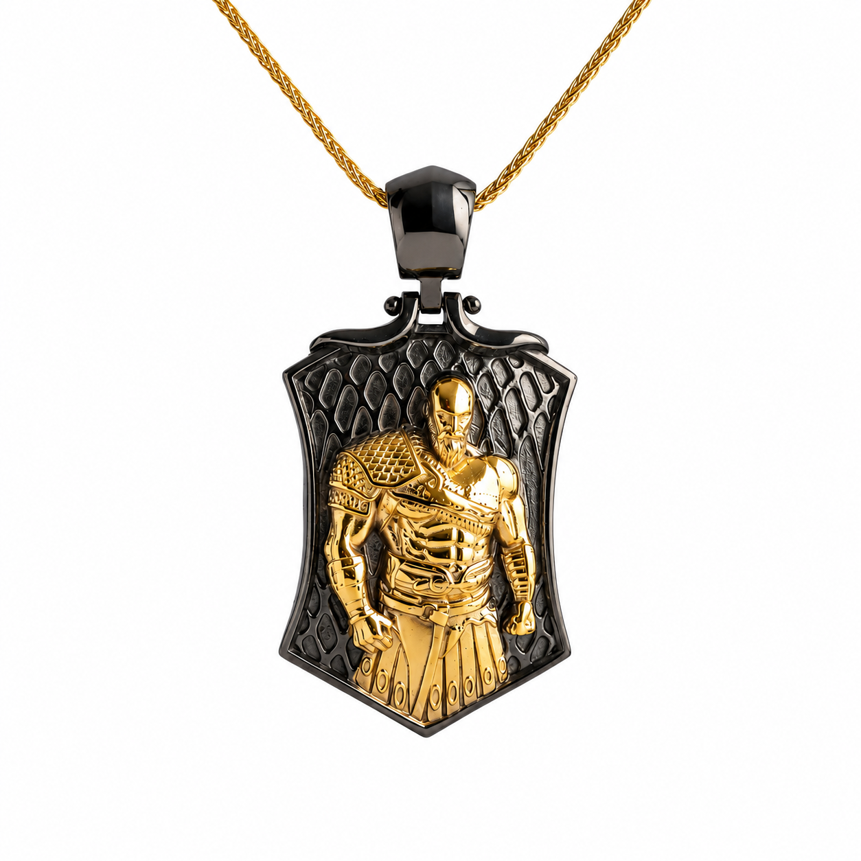 Spartan Warrior High Relief Shield Pendant