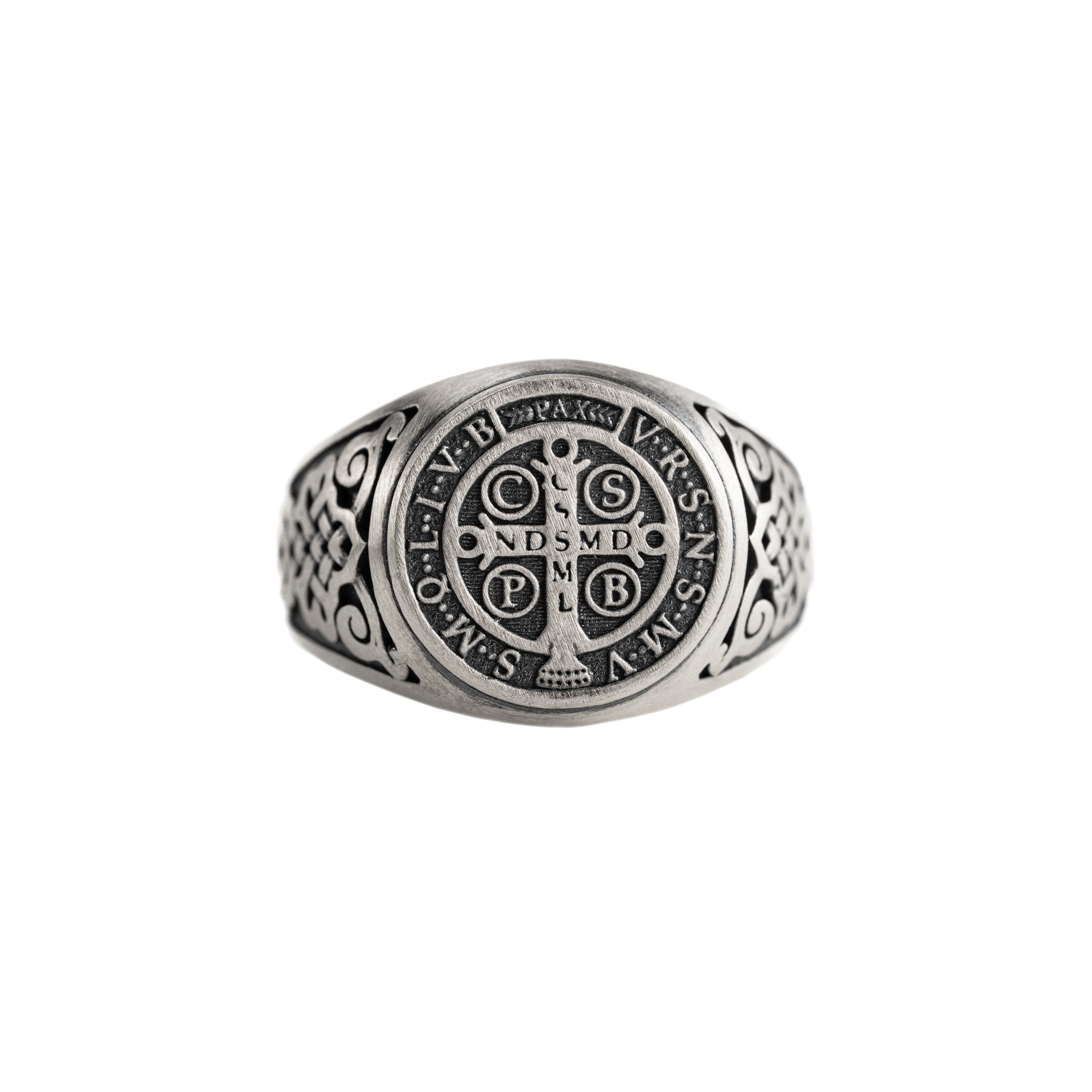 St Benedict Relief Motif Signet Ring