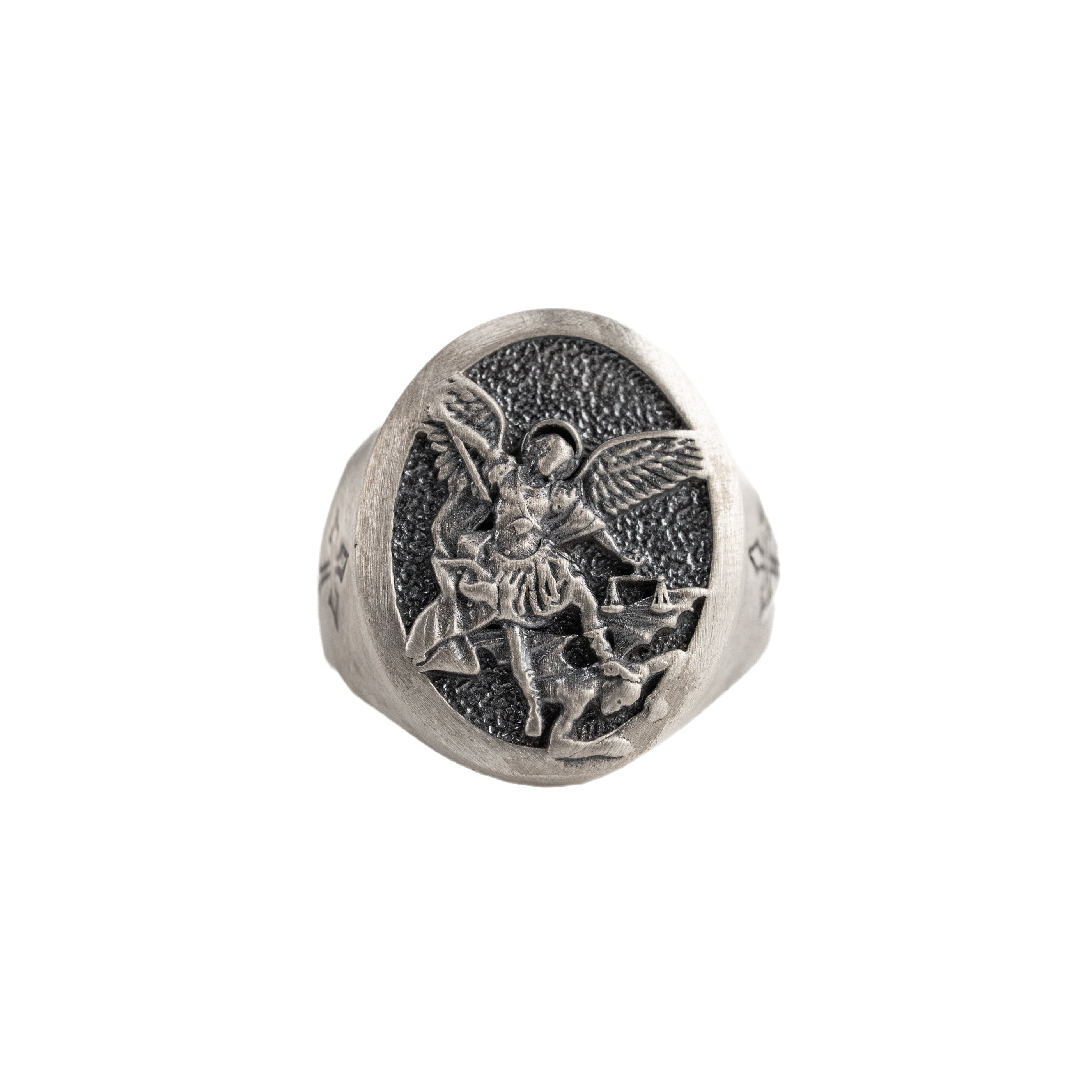 St Michael Archangel Relief Motif Signet Ring