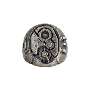 Industrial Mechanical Gear Motif Ring