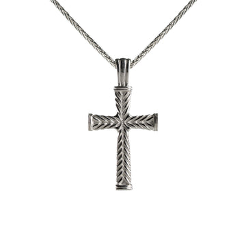 Textured Geometric Cruciform Necklace