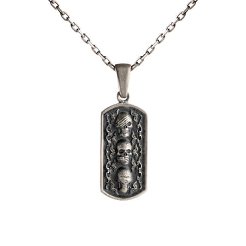 Three Wise Skulls Figurative Necklace