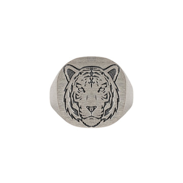 Tiger Relief Motif Signet Ring