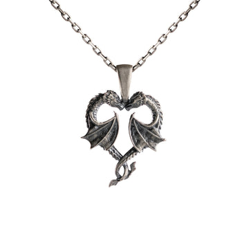 Twin Dragons Heart Necklace