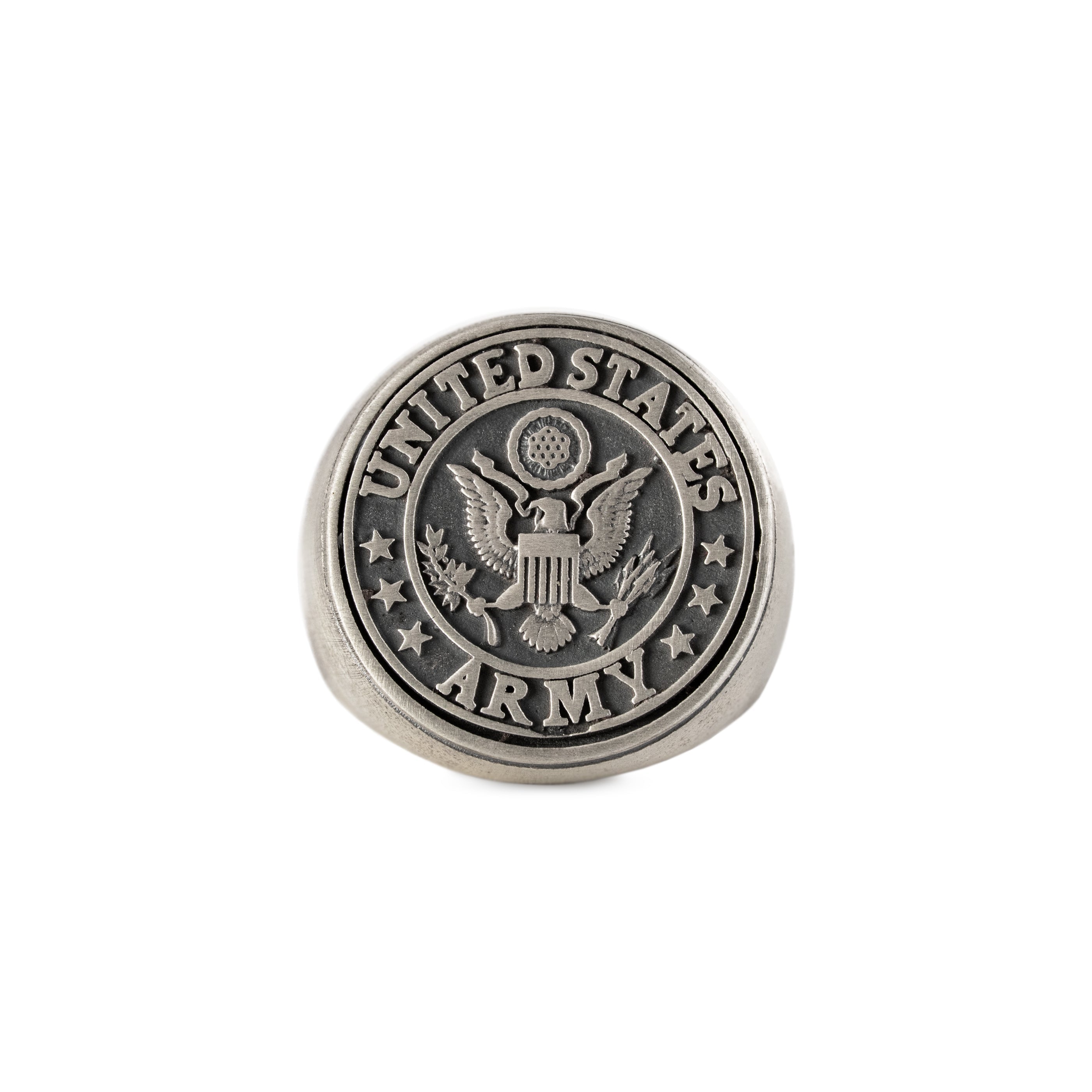 US Army Eagle Crest Relief Motif Signet Ring