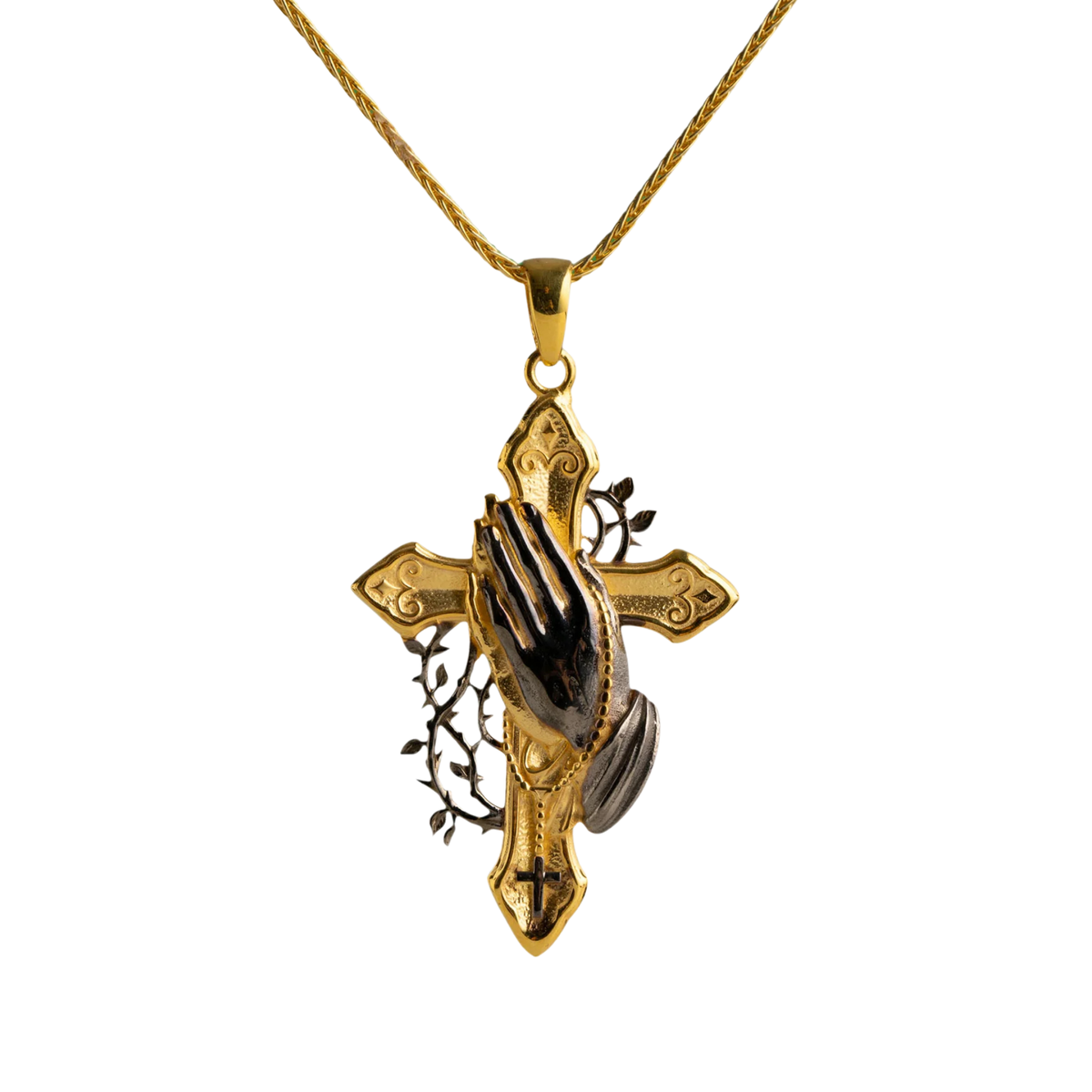 Unified Hands Geometric Cruciform Necklace