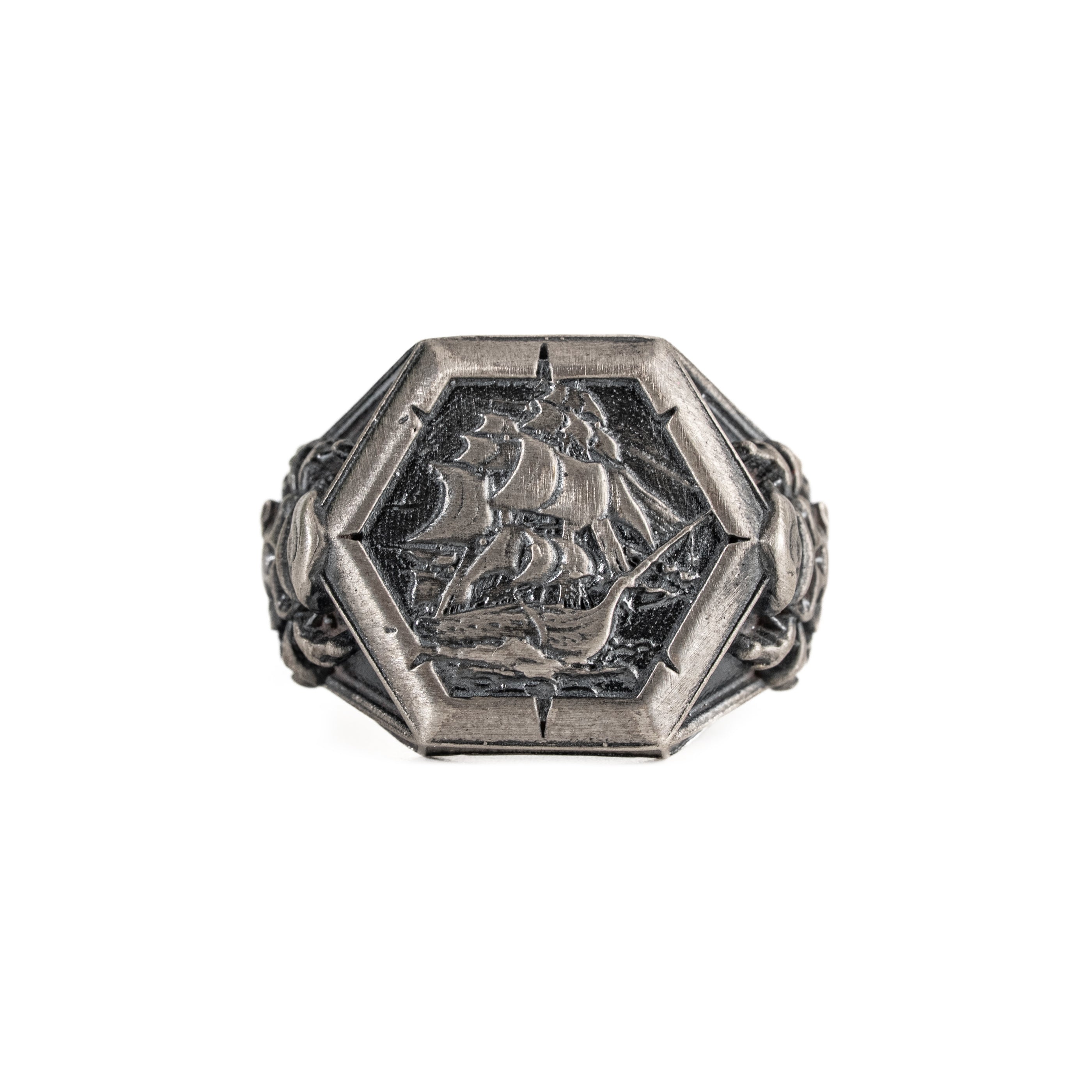 Viking Pirate Sailboat Motif Ring