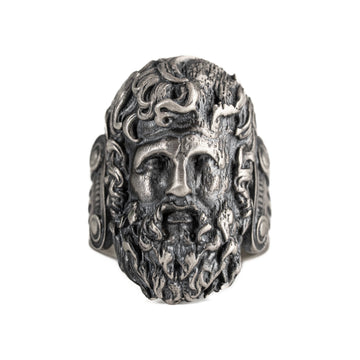 Sculpted Ancient Deity Motif Signet Ring