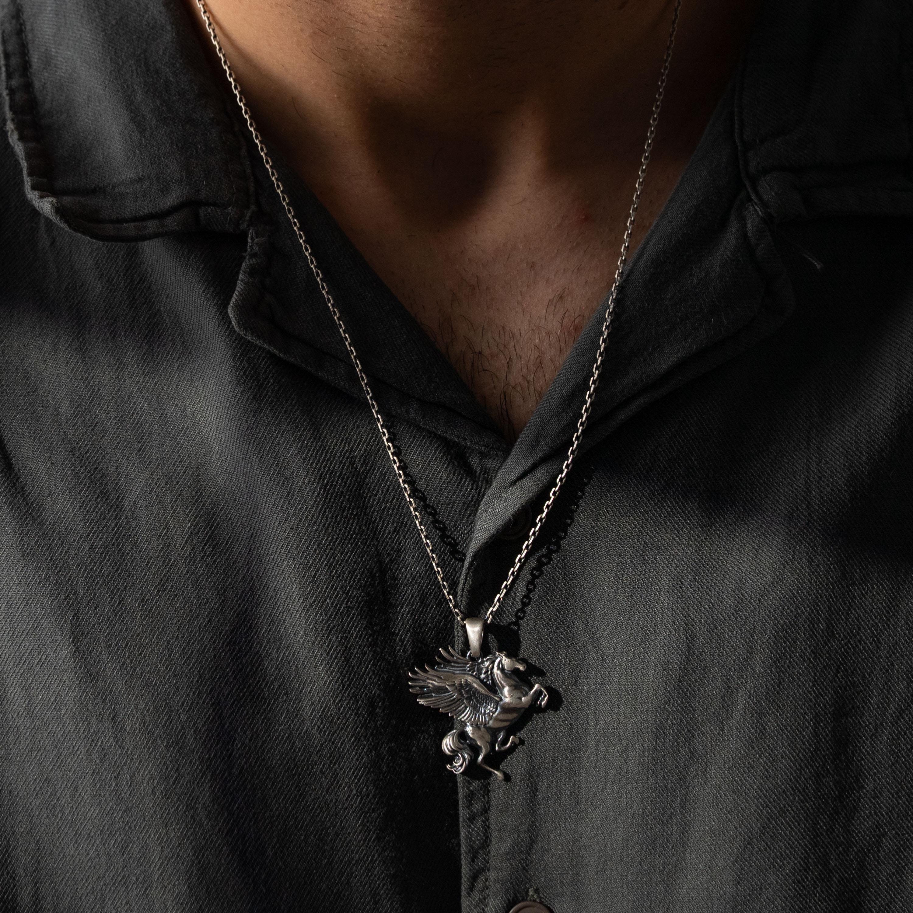 Sculpted Pegasus Winged Horse Necklace