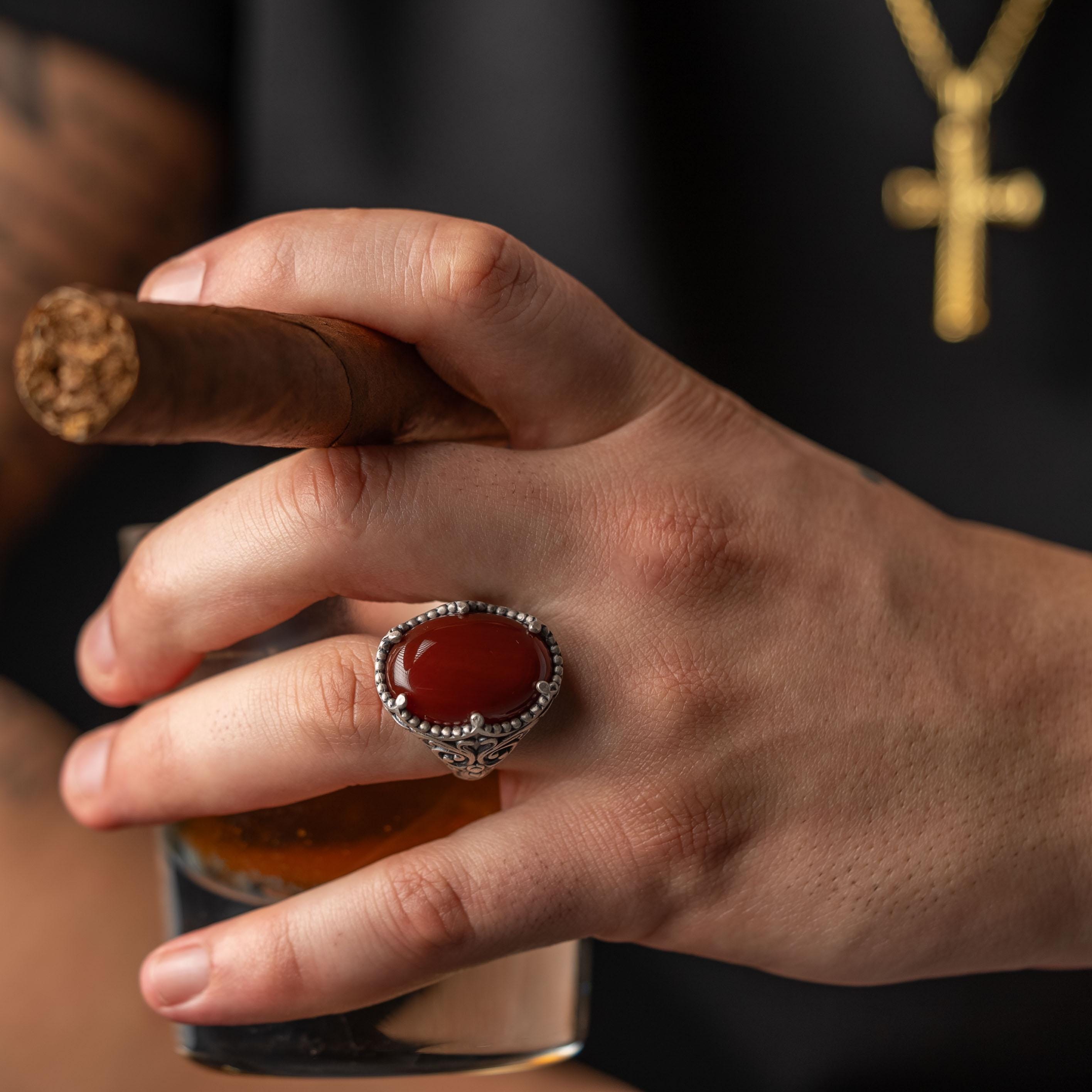 Carnelian Relief Motif Signet Ring