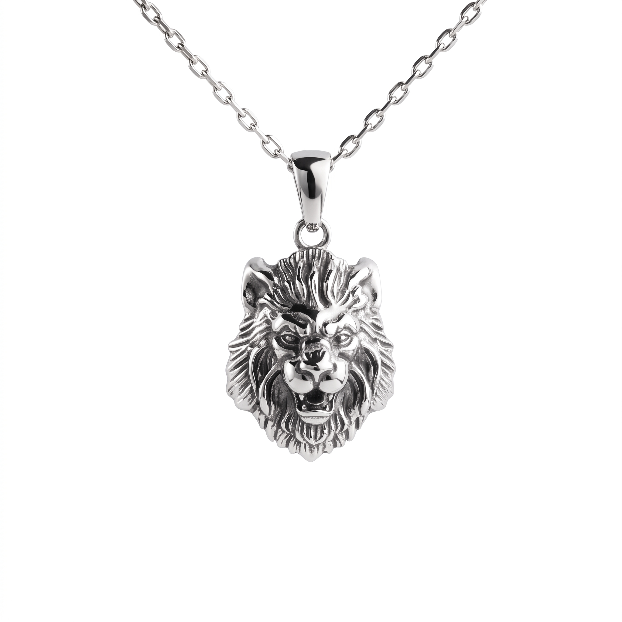 Sculpted Lion Head Figurative Necklace