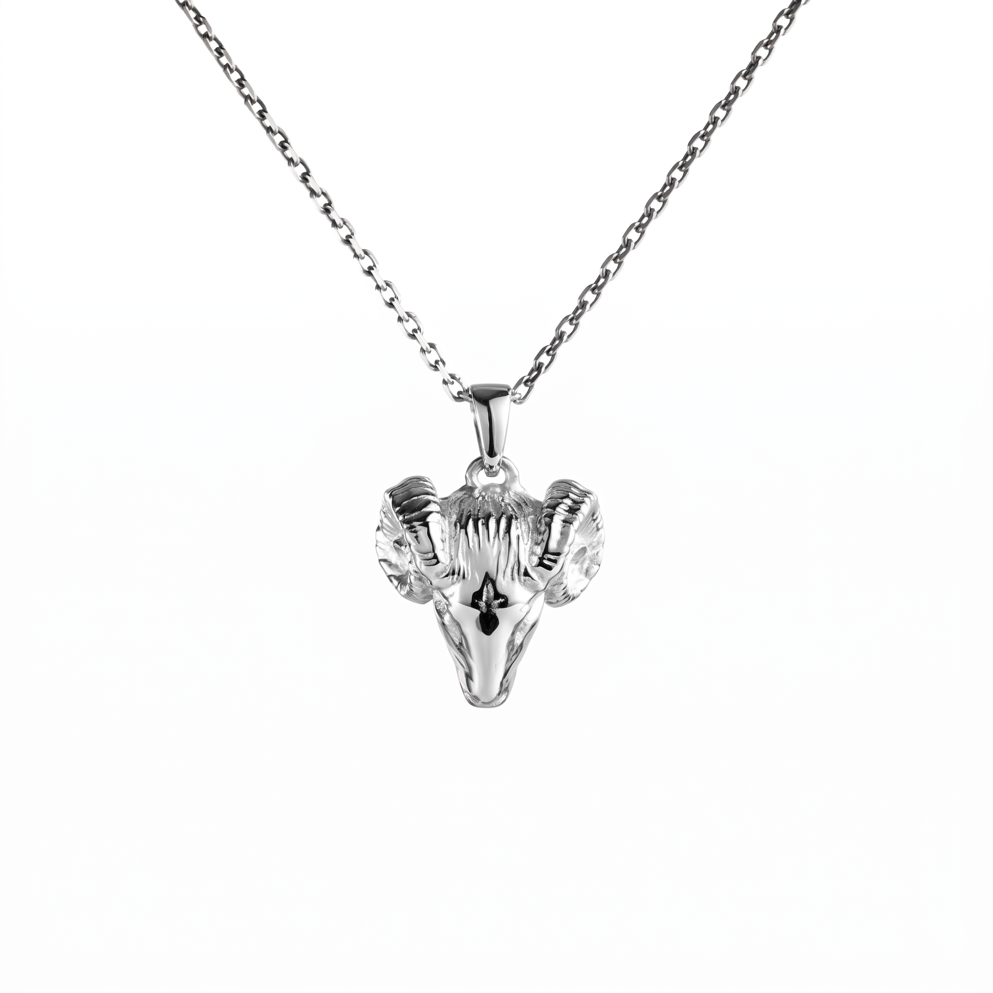 Spiral Horned Ram Skull Necklace