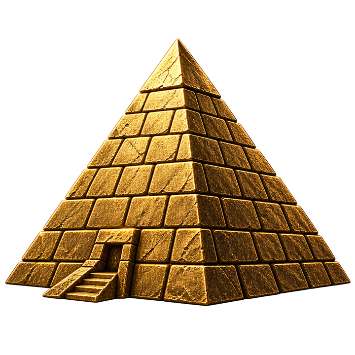 Antique gold pyramid symbolizing strength, stability, and higher understanding