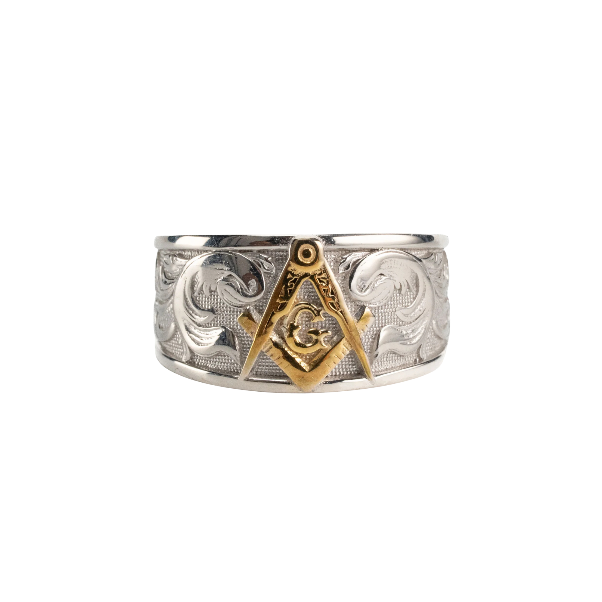 Masonic Relief Motif Band Ring